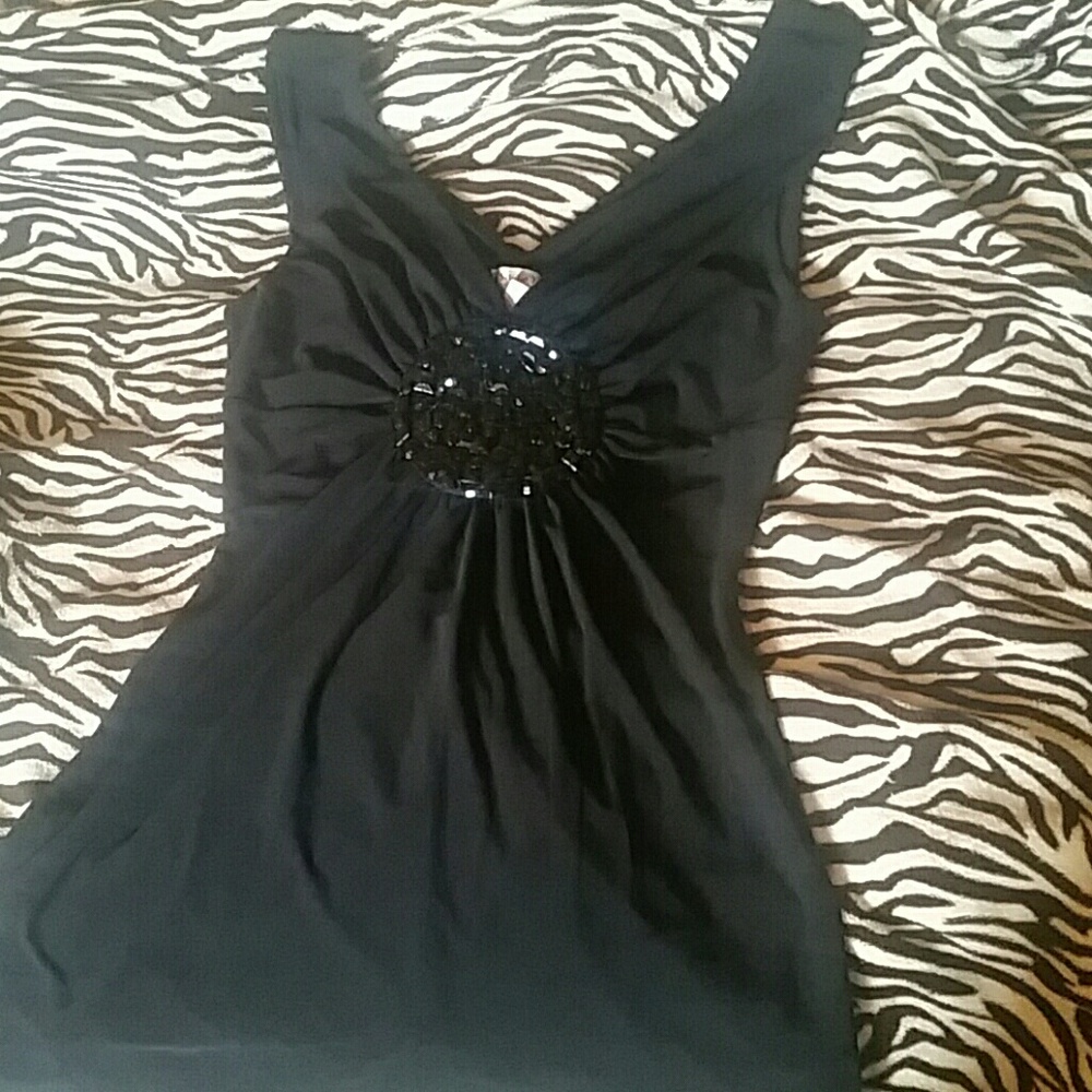 Silky sleeveless blouse#gems